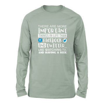 More Important Things In Life Than Fb And Twitter Men/Unisex Drop Shoulder Sweatshirt in Dusty Blue color